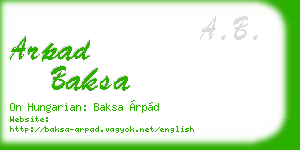 arpad baksa business card